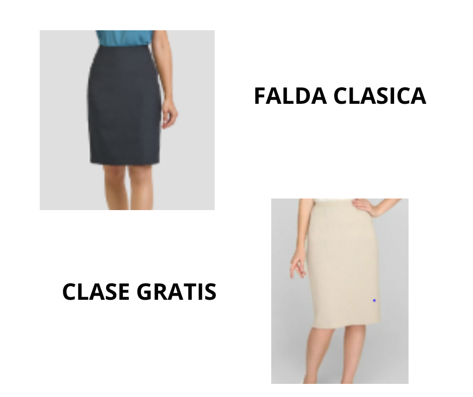 imagen promocional de la clase gratis para hacer una falda clásica, con dos fotos de faldas rectas en distintos colores